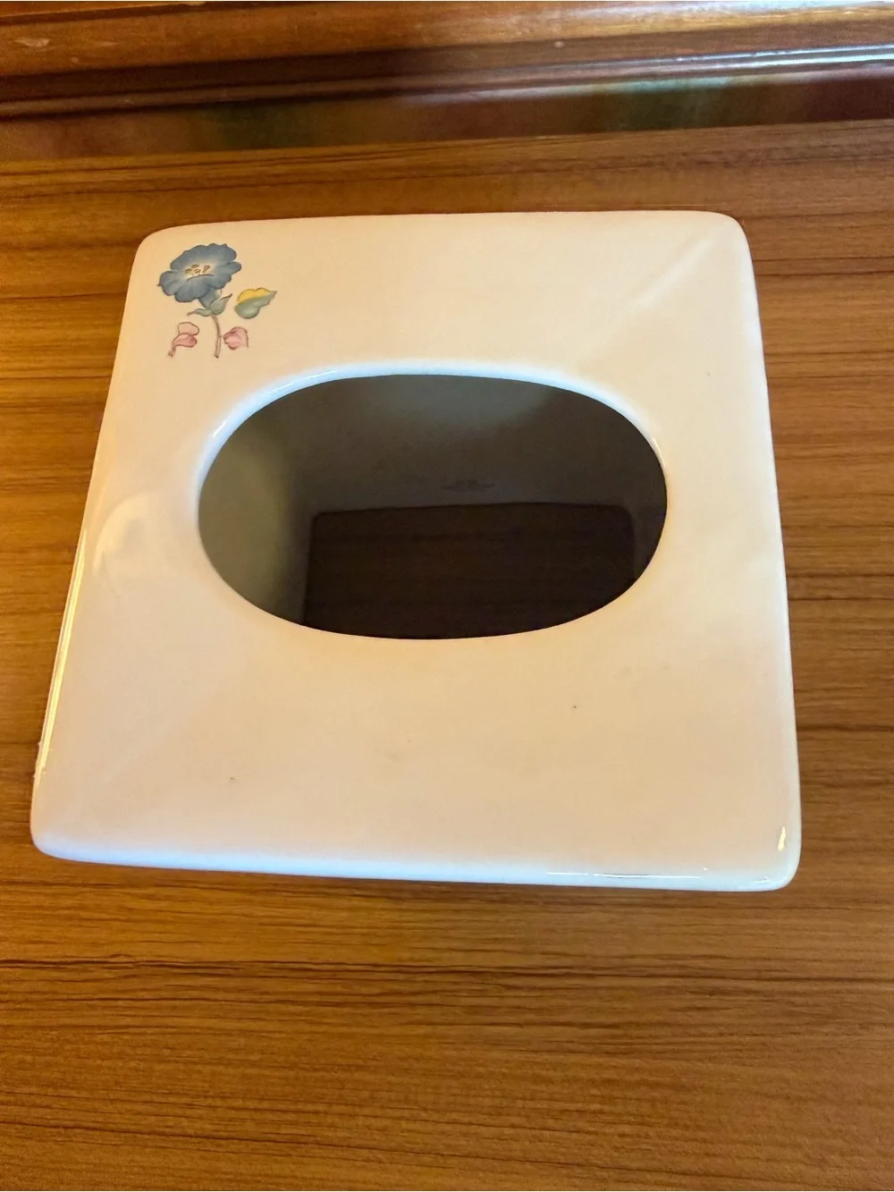 Vtg R.B. Bernarda Portugal Ceramic Tissue Box Cover Square Floral Wildflower 6